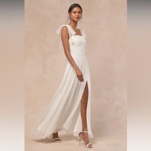 NWT- Radiant Romance White Tie-Strap Dress